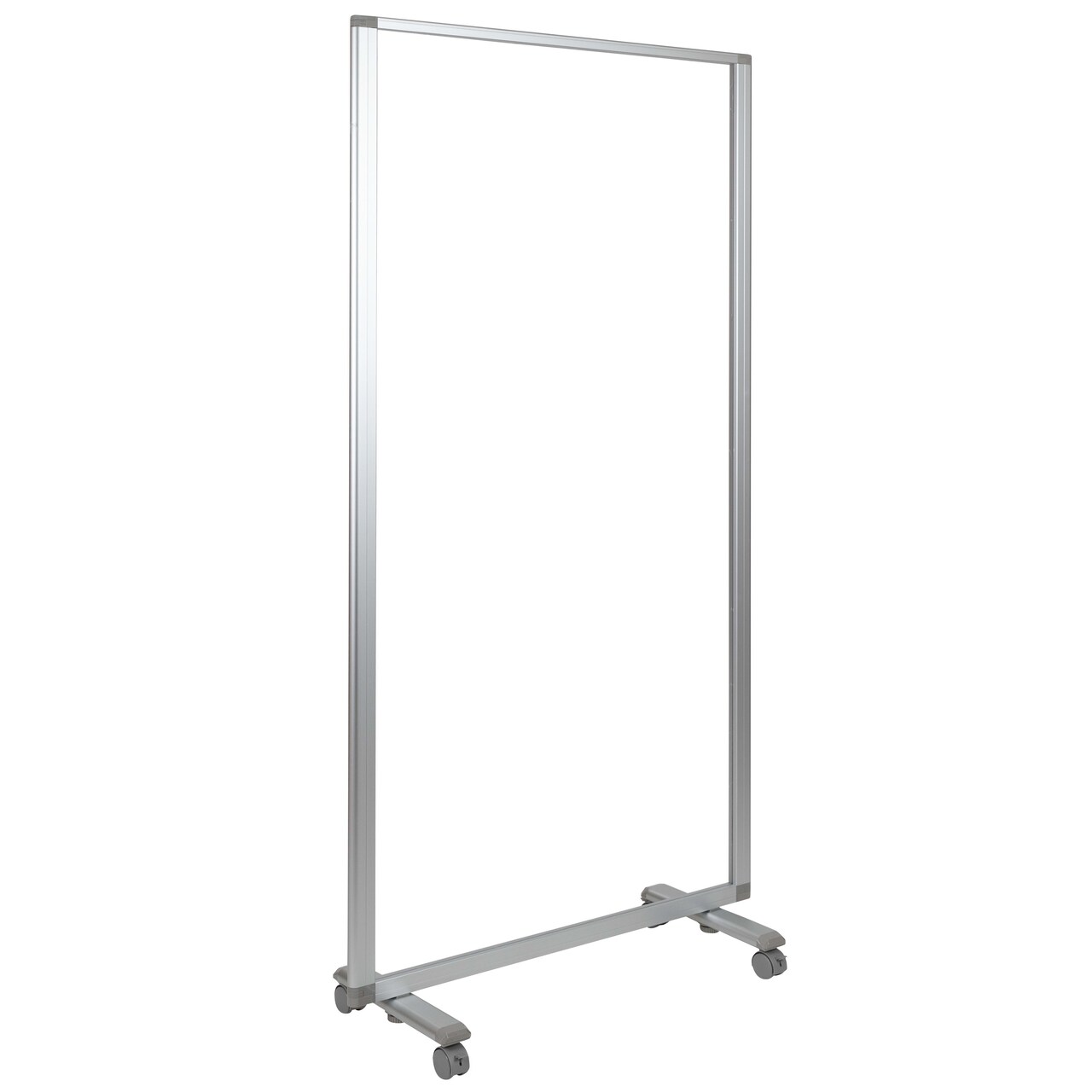 Emma and Oliver Transparent Acrylic Mobile Partition with Lockable Casters